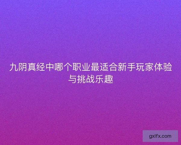 九阴真经中哪个职业最适合新手玩家体验与挑战乐趣