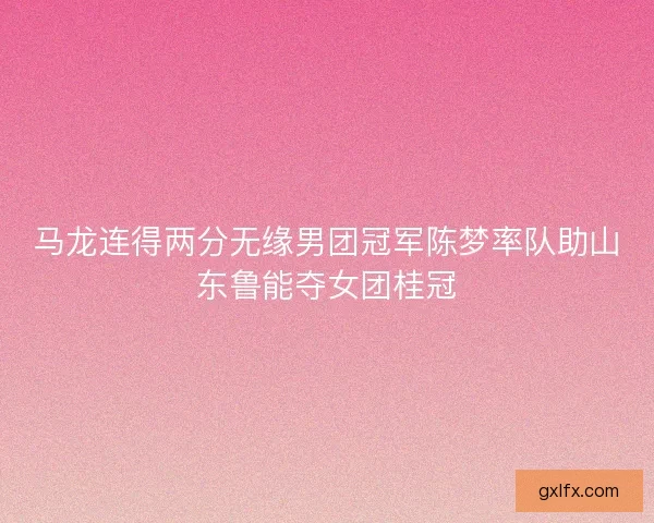 马龙连得两分无缘男团冠军陈梦率队助山东鲁能夺女团桂冠