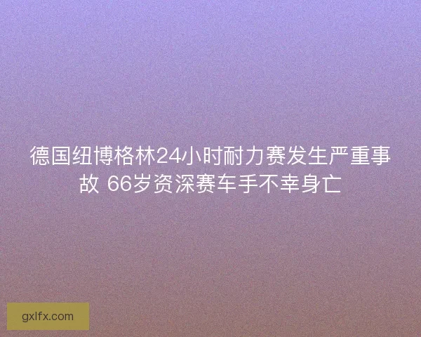 德国纽博格林24小时耐力赛发生严重事故 66岁资深赛车手不幸身亡