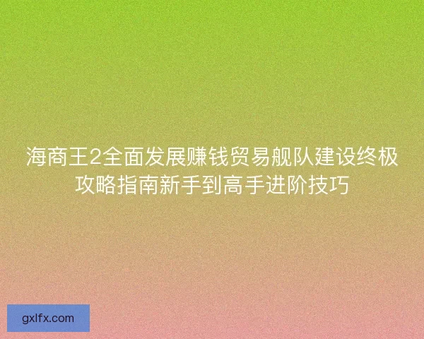 海商王2全面发展赚钱贸易舰队建设终极攻略指南新手到高手进阶技巧 海商王2全面发展赚钱贸易舰队建设终极攻略指南新手到高手进阶技巧