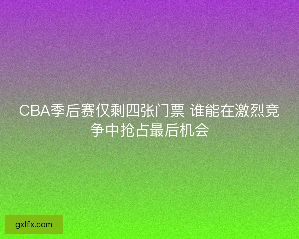 CBA季后赛仅剩四张门票 谁能在激烈竞争中抢占最后机会